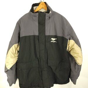 Ford Motor Company Coat Men's Large Black Gray Embroidered Mustang Full Zip
